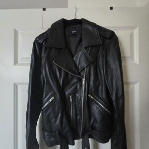 Quince Black Leather Moto Jacket